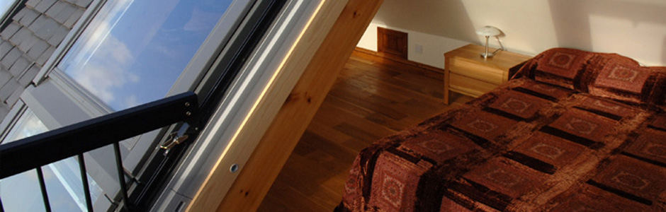Loft conversion bed from window